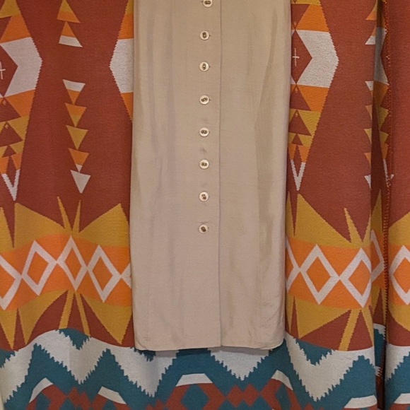 Vintage 80s silk midi shirt dress Sz 6 Sm / M - Picture 5 of 17